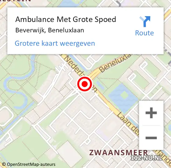Locatie op kaart van de 112 melding: Ambulance Met Grote Spoed Naar Beverwijk, Beneluxlaan op 29 januari 2020 19:32