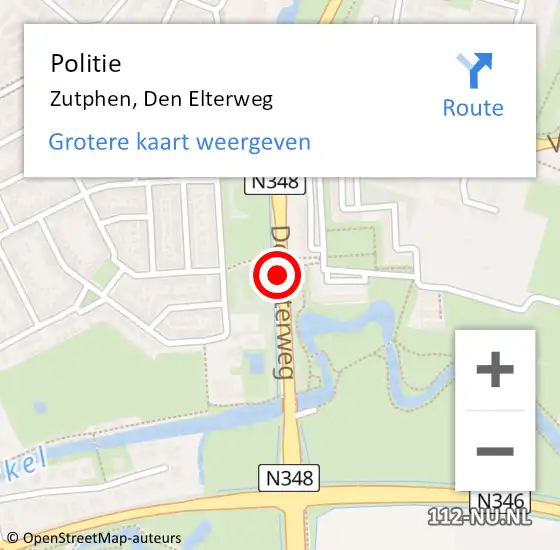 Locatie op kaart van de 112 melding: Politie Zutphen, Den Elterweg op 29 januari 2020 20:07