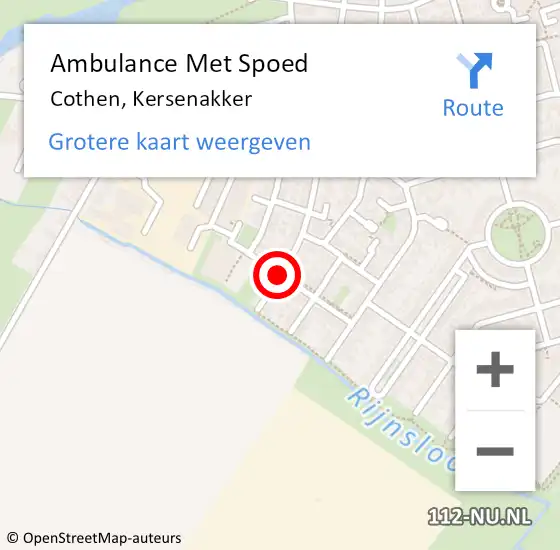 Locatie op kaart van de 112 melding: Ambulance Met Spoed Naar Cothen, Kersenakker op 29 januari 2020 20:50