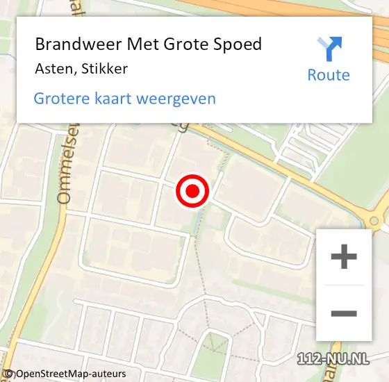 Locatie op kaart van de 112 melding: Brandweer Met Grote Spoed Naar Asten, Stikker op 29 januari 2020 21:29