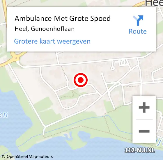 Locatie op kaart van de 112 melding: Ambulance Met Grote Spoed Naar Heel, Genoenhoflaan op 29 januari 2020 22:13