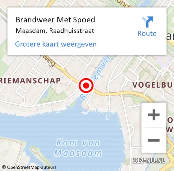 Locatie op kaart van de 112 melding: Brandweer Met Spoed Naar Maasdam, Raadhuisstraat op 29 januari 2020 22:34