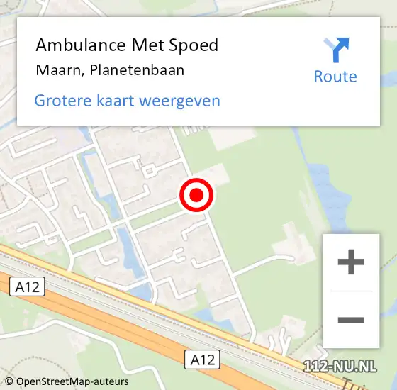 Locatie op kaart van de 112 melding: Ambulance Met Spoed Naar Maarn, Planetenbaan op 29 januari 2020 23:01