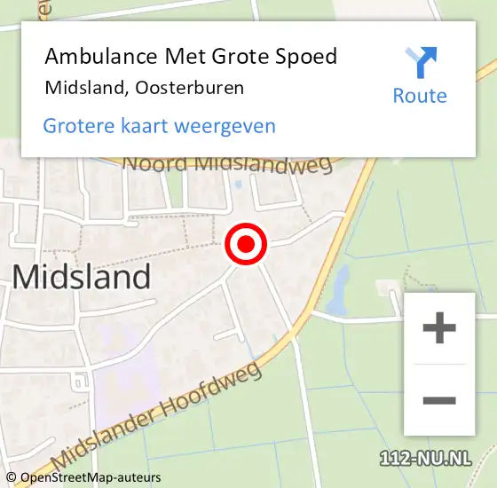 Locatie op kaart van de 112 melding: Ambulance Met Grote Spoed Naar Midsland, Oosterburen op 29 januari 2020 23:03