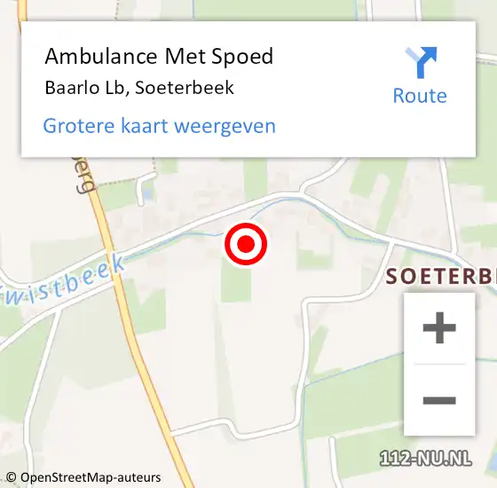 Locatie op kaart van de 112 melding: Ambulance Met Spoed Naar Baarlo Lb, Soeterbeek op 26 april 2014 21:51