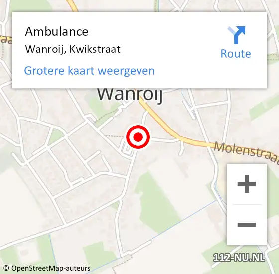 Locatie op kaart van de 112 melding: Ambulance Wanroij, Kwikstraat op 30 januari 2020 00:09