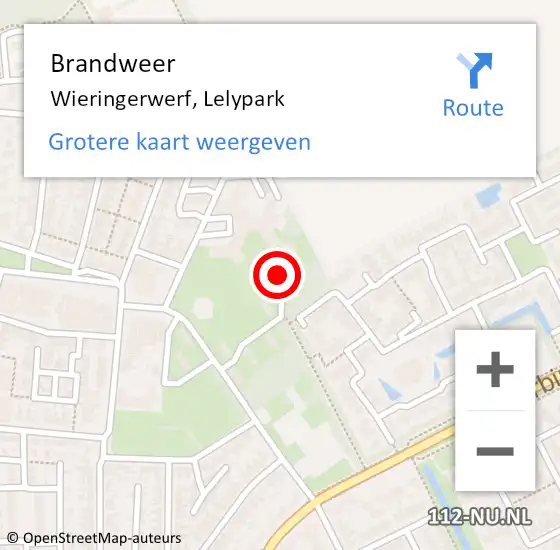 Locatie op kaart van de 112 melding: Brandweer Wieringerwerf, Lelypark op 30 januari 2020 00:57