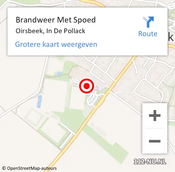 Locatie op kaart van de 112 melding: Brandweer Met Spoed Naar Oirsbeek, In De Pollack op 30 januari 2020 04:43