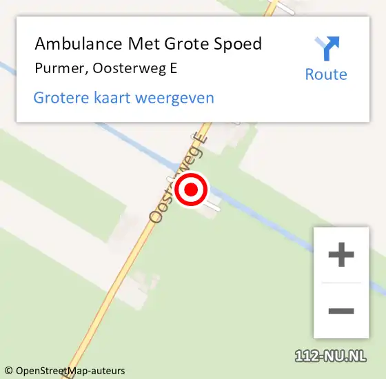 Locatie op kaart van de 112 melding: Ambulance Met Grote Spoed Naar Purmer, Oosterweg E op 26 april 2014 22:03
