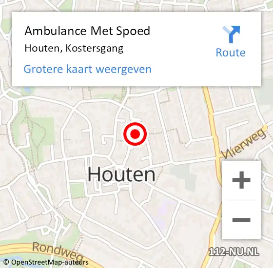 Locatie op kaart van de 112 melding: Ambulance Met Spoed Naar Houten, Kostersgang op 30 januari 2020 06:51