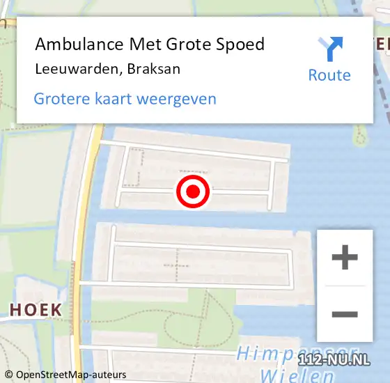 Locatie op kaart van de 112 melding: Ambulance Met Grote Spoed Naar Leeuwarden, Braksan op 30 januari 2020 07:14