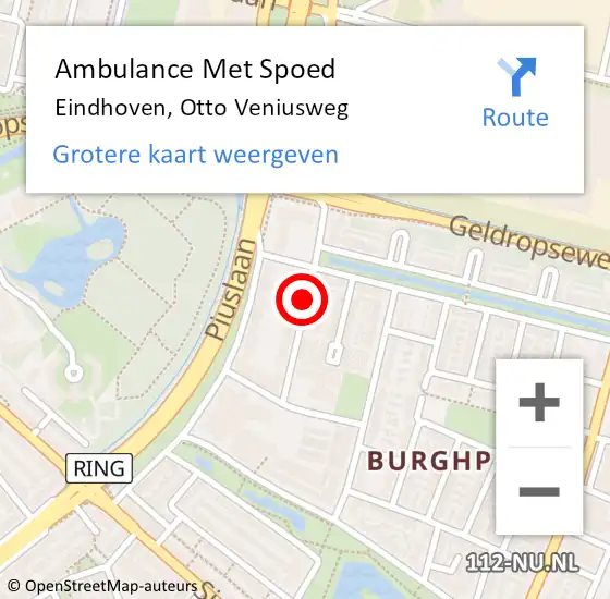 Locatie op kaart van de 112 melding: Ambulance Met Spoed Naar Eindhoven, Otto Veniusweg op 30 januari 2020 07:36