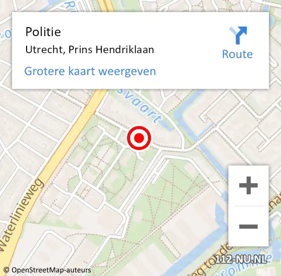 Locatie op kaart van de 112 melding: Politie Utrecht, Prins Hendriklaan op 30 januari 2020 07:42