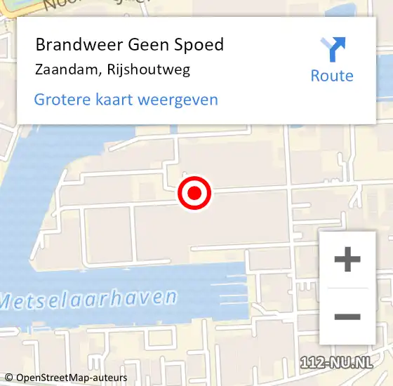 Locatie op kaart van de 112 melding: Brandweer Geen Spoed Naar Zaandam, Rijshoutweg op 30 januari 2020 08:54