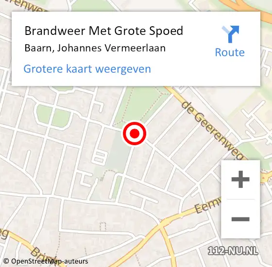 Locatie op kaart van de 112 melding: Brandweer Met Grote Spoed Naar Baarn, Johannes Vermeerlaan op 30 januari 2020 09:02