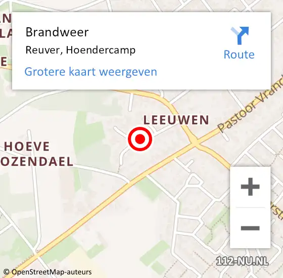 Locatie op kaart van de 112 melding: Brandweer Reuver, Hoendercamp op 30 januari 2020 09:34