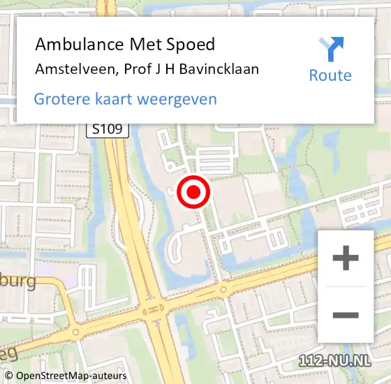 Locatie op kaart van de 112 melding: Ambulance Met Spoed Naar Amstelveen, Prof J H Bavincklaan op 30 januari 2020 12:42