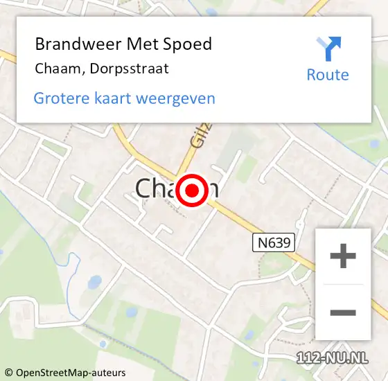 Locatie op kaart van de 112 melding: Brandweer Met Spoed Naar Chaam, Dorpsstraat op 30 januari 2020 14:00