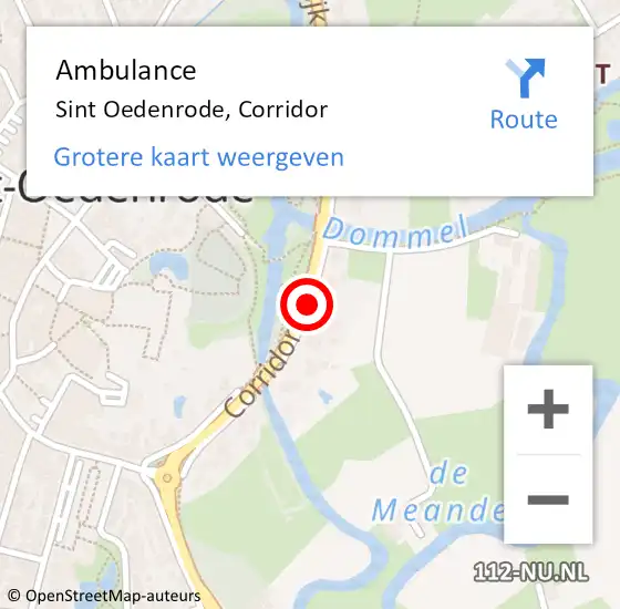 Locatie op kaart van de 112 melding: Ambulance Sint Oedenrode, Corridor op 30 januari 2020 14:09