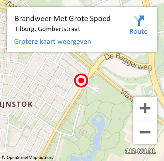 Locatie op kaart van de 112 melding: Brandweer Met Grote Spoed Naar Tilburg, Gombertstraat op 30 januari 2020 14:20