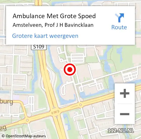 Locatie op kaart van de 112 melding: Ambulance Met Grote Spoed Naar Amstelveen, Prof J H Bavincklaan op 30 januari 2020 14:22