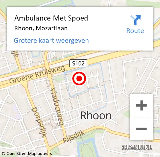 Locatie op kaart van de 112 melding: Ambulance Met Spoed Naar Rhoon, Mozartlaan op 30 januari 2020 14:29