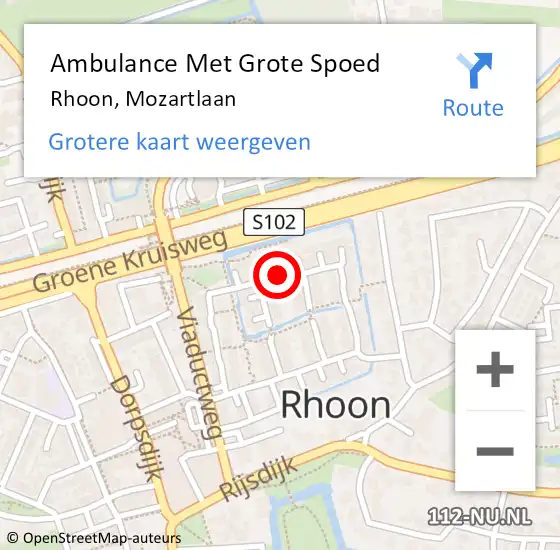 Locatie op kaart van de 112 melding: Ambulance Met Grote Spoed Naar Rhoon, Mozartlaan op 30 januari 2020 14:35