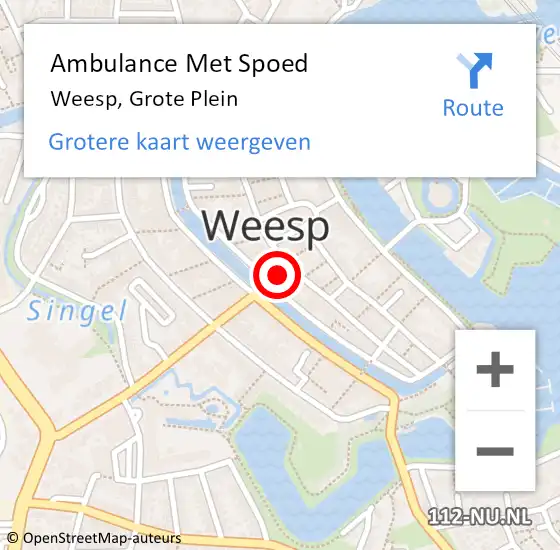 Locatie op kaart van de 112 melding: Ambulance Met Spoed Naar Weesp, Grote Plein op 26 april 2014 22:54