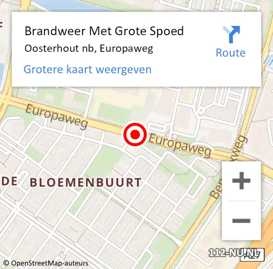 Locatie op kaart van de 112 melding: Brandweer Met Grote Spoed Naar Oosterhout nb, Europaweg op 30 januari 2020 15:12