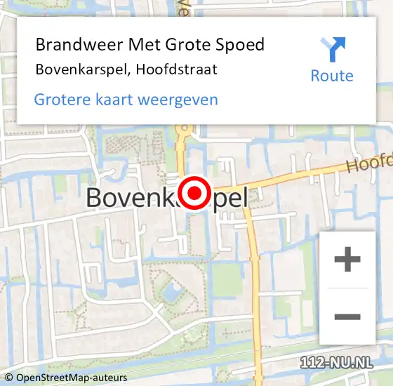 Locatie op kaart van de 112 melding: Brandweer Met Grote Spoed Naar Bovenkarspel, Hoofdstraat op 26 april 2014 22:59