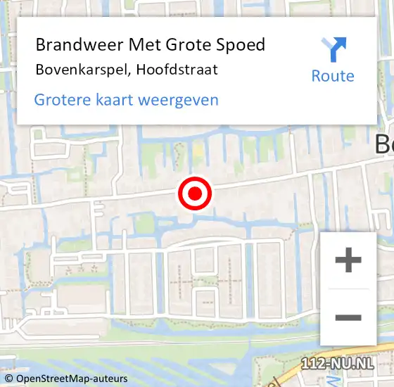 Locatie op kaart van de 112 melding: Brandweer Met Grote Spoed Naar Bovenkarspel, Hoofdstraat op 26 april 2014 22:59