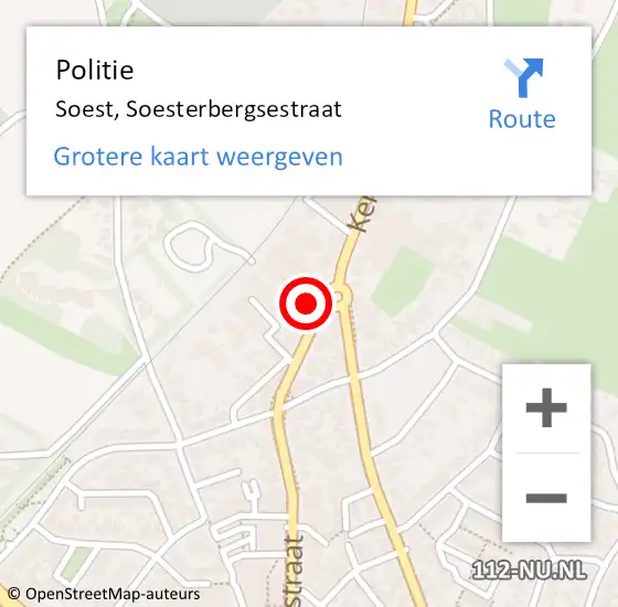 Locatie op kaart van de 112 melding: Politie Soest, Soesterbergsestraat op 26 april 2014 23:00