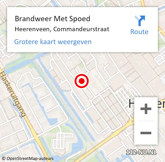 Locatie op kaart van de 112 melding: Brandweer Met Spoed Naar Heerenveen, Commandeurstraat op 30 januari 2020 16:11