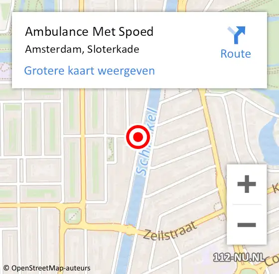 Locatie op kaart van de 112 melding: Ambulance Met Spoed Naar Amsterdam, Sloterkade op 30 januari 2020 16:43