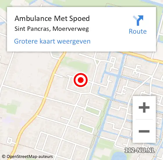 Locatie op kaart van de 112 melding: Ambulance Met Spoed Naar Sint Pancras, Moerverweg op 30 januari 2020 17:37