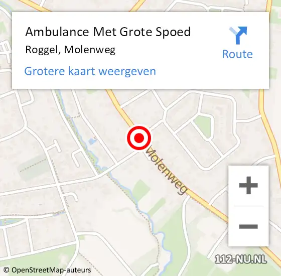 Locatie op kaart van de 112 melding: Ambulance Met Grote Spoed Naar Roggel, Molenweg op 30 januari 2020 17:58