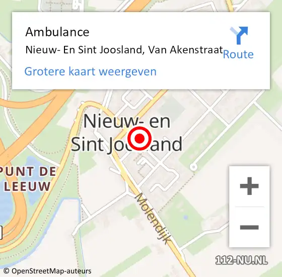 Locatie op kaart van de 112 melding: Ambulance Nieuw- En Sint Joosland, Van Akenstraat op 26 april 2014 23:12