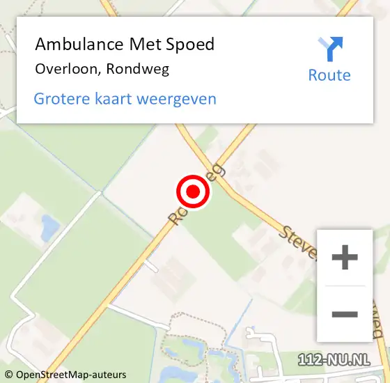 Locatie op kaart van de 112 melding: Ambulance Met Spoed Naar Overloon, Rondweg op 30 januari 2020 18:07