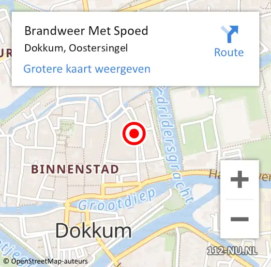 Locatie op kaart van de 112 melding: Brandweer Met Spoed Naar Dokkum, Oostersingel op 30 januari 2020 18:31