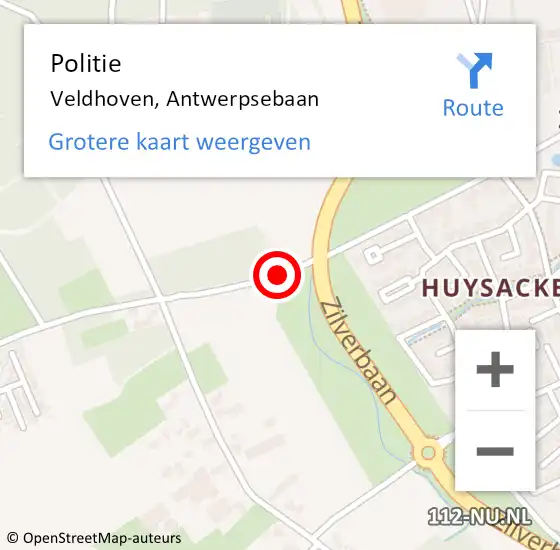 Locatie op kaart van de 112 melding: Politie Veldhoven, Antwerpsebaan op 30 januari 2020 19:42