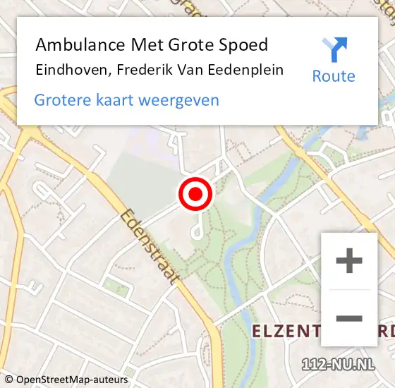 Locatie op kaart van de 112 melding: Ambulance Met Grote Spoed Naar Eindhoven, Frederik Van Eedenplein op 30 januari 2020 19:57