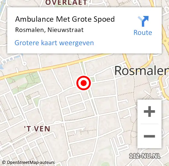 Locatie op kaart van de 112 melding: Ambulance Met Grote Spoed Naar Rosmalen, Nieuwstraat op 30 januari 2020 20:16