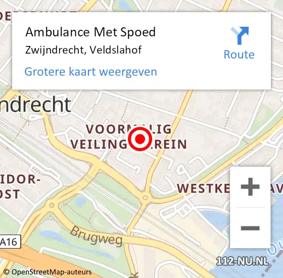 Locatie op kaart van de 112 melding: Ambulance Met Spoed Naar Zwijndrecht, Veldslahof op 30 januari 2020 20:19