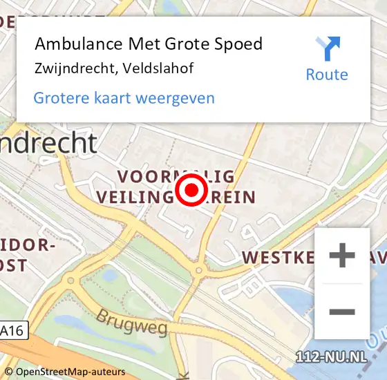 Locatie op kaart van de 112 melding: Ambulance Met Grote Spoed Naar Zwijndrecht, Veldslahof op 30 januari 2020 20:20