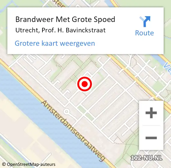 Locatie op kaart van de 112 melding: Brandweer Met Grote Spoed Naar Utrecht, Prof. H. Bavinckstraat op 30 januari 2020 21:02