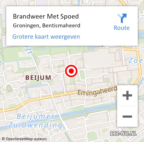 Locatie op kaart van de 112 melding: Brandweer Met Spoed Naar Groningen, Bentismaheerd op 30 januari 2020 21:31