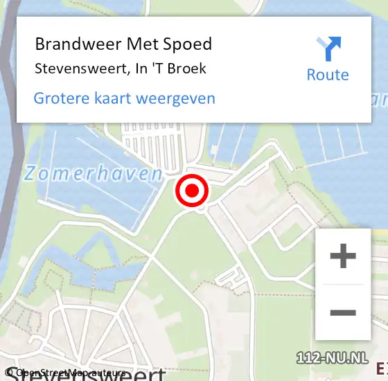 Locatie op kaart van de 112 melding: Brandweer Met Spoed Naar Stevensweert, In 'T Broek op 30 januari 2020 22:09