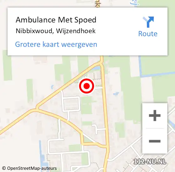 Locatie op kaart van de 112 melding: Ambulance Met Spoed Naar Nibbixwoud, Wijzendhoek op 31 januari 2020 00:03