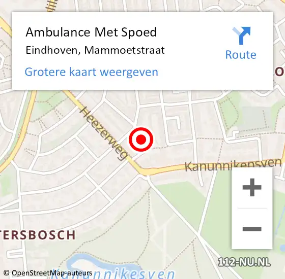 Locatie op kaart van de 112 melding: Ambulance Met Spoed Naar Eindhoven, Mammoetstraat op 31 januari 2020 01:04