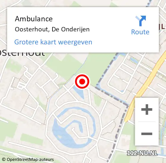 Locatie op kaart van de 112 melding: Ambulance Oosterhout, De Onderijen op 31 januari 2020 08:09